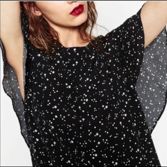 zara • stars constellation ruffle mini dress - Picture 3 of 11